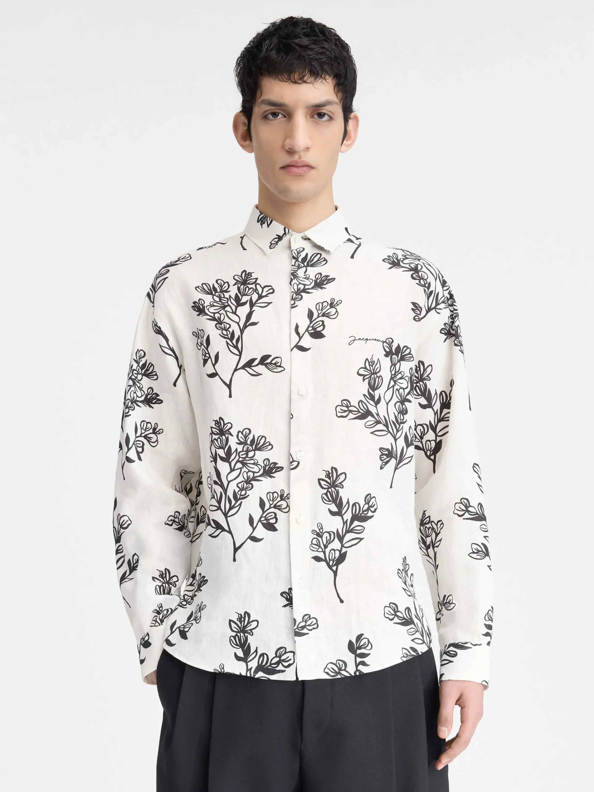 Discount Jacquemus Het Simon shirt PrintBlackFlowers