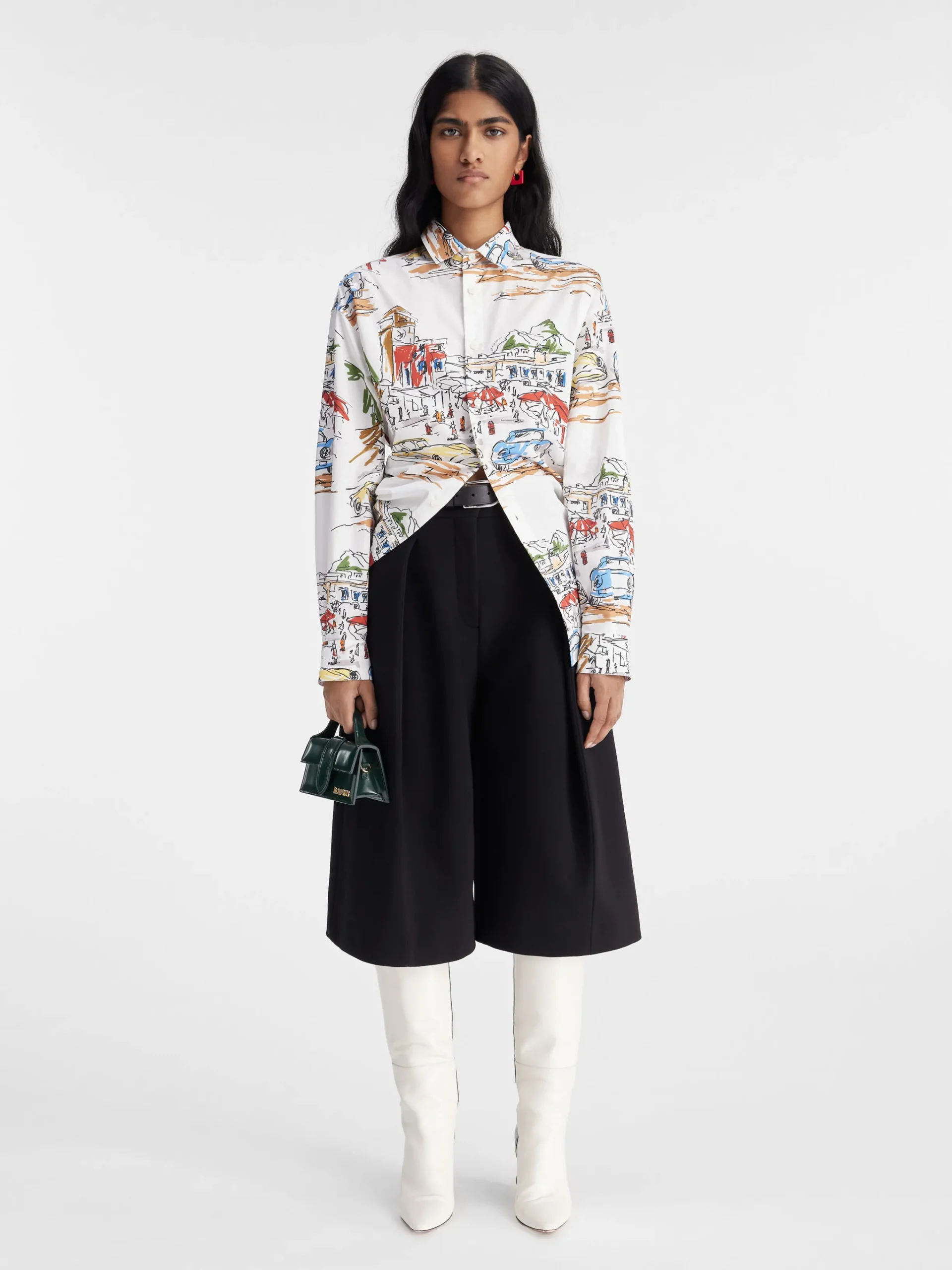 New Jacquemus Het Simon shirt PrintCapriCarsWhite