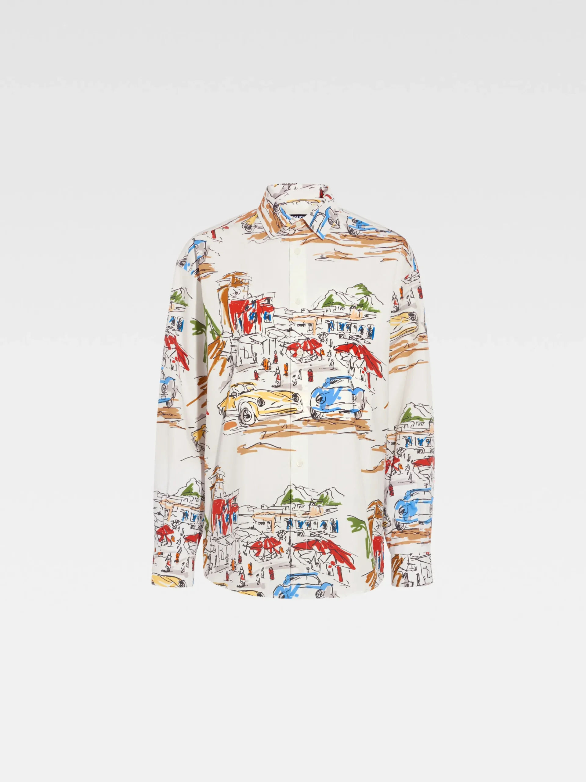 New Jacquemus Het Simon shirt PrintCapriCarsWhite