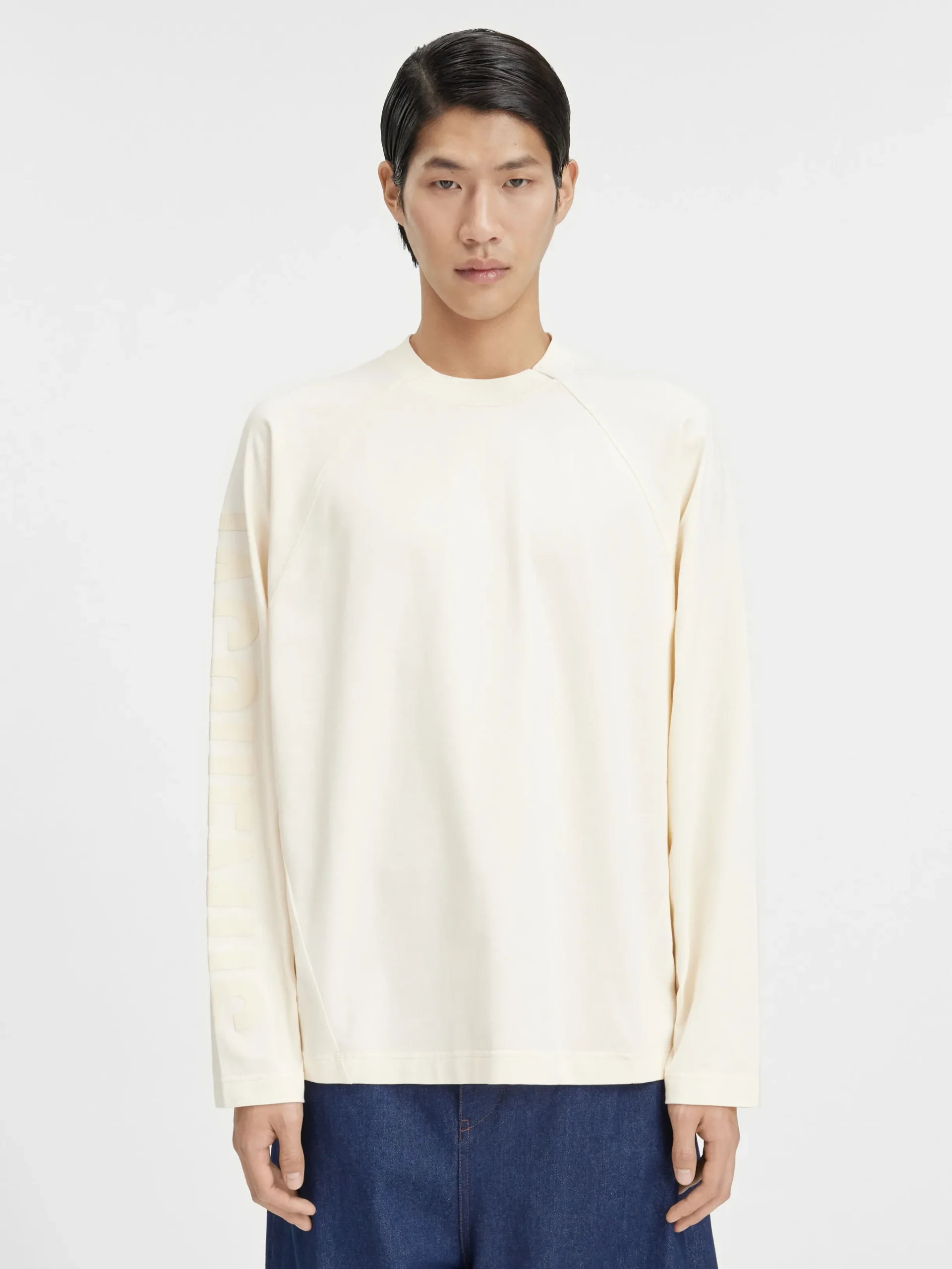 New Jacquemus Het Typo T-shirt met lange mouwen LightBeige