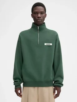 Discount Jacquemus The Gros Grain zipped-rollneck sweatshirt DarkGreen2