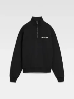 Best Jacquemus The Gros Grain zipped-rollneck sweatshirt Black