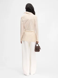 Discount Jacquemus The Pablo shirt JacquardBusinessBigLogoStripesBeige/White