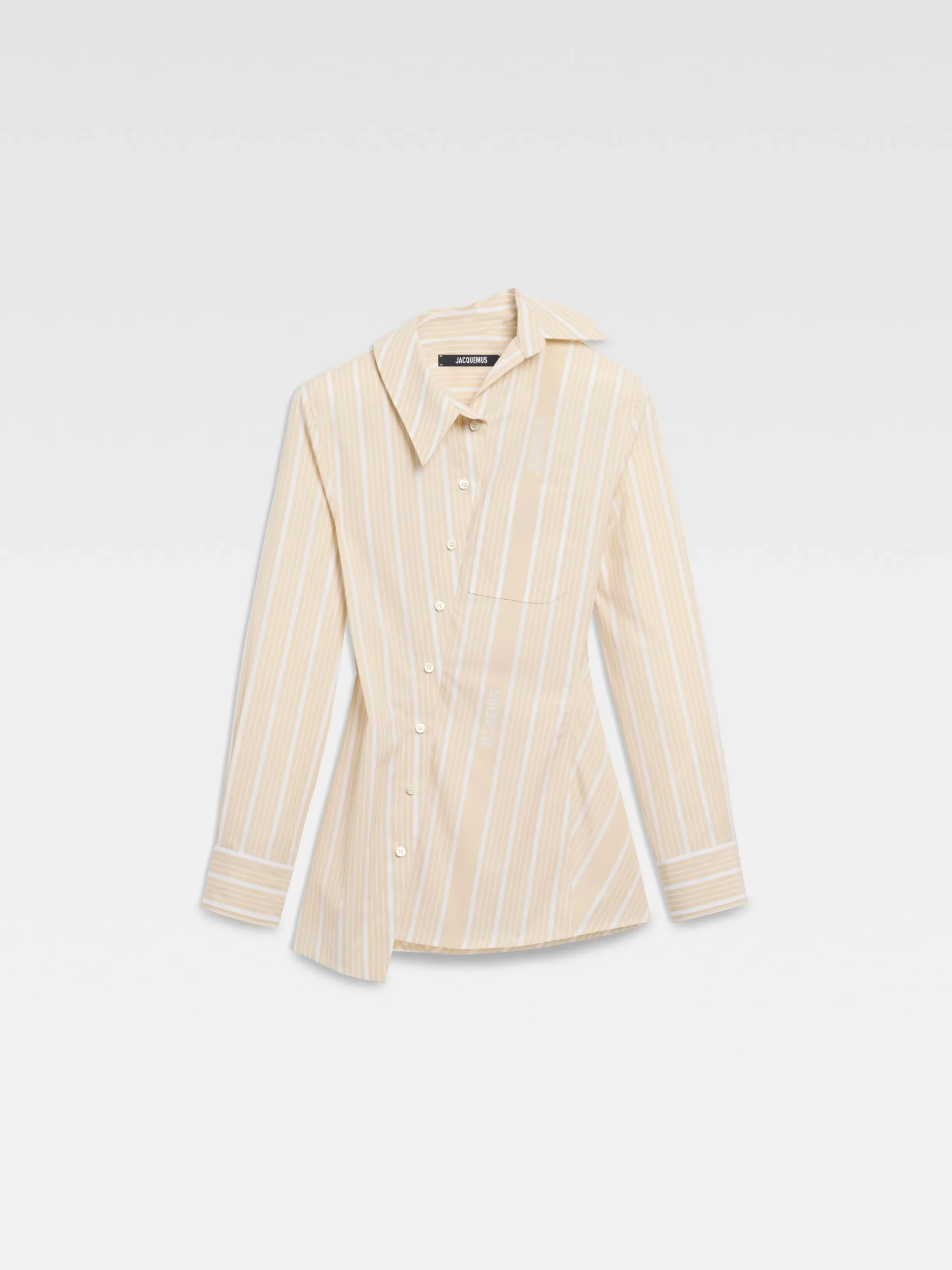 Discount Jacquemus The Pablo shirt JacquardBusinessBigLogoStripesBeige/White
