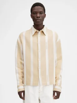 Sale Jacquemus The Papier shirt JacquardLogoStripesWhite/Beige