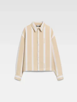 Sale Jacquemus The Papier shirt JacquardLogoStripesWhite/Beige