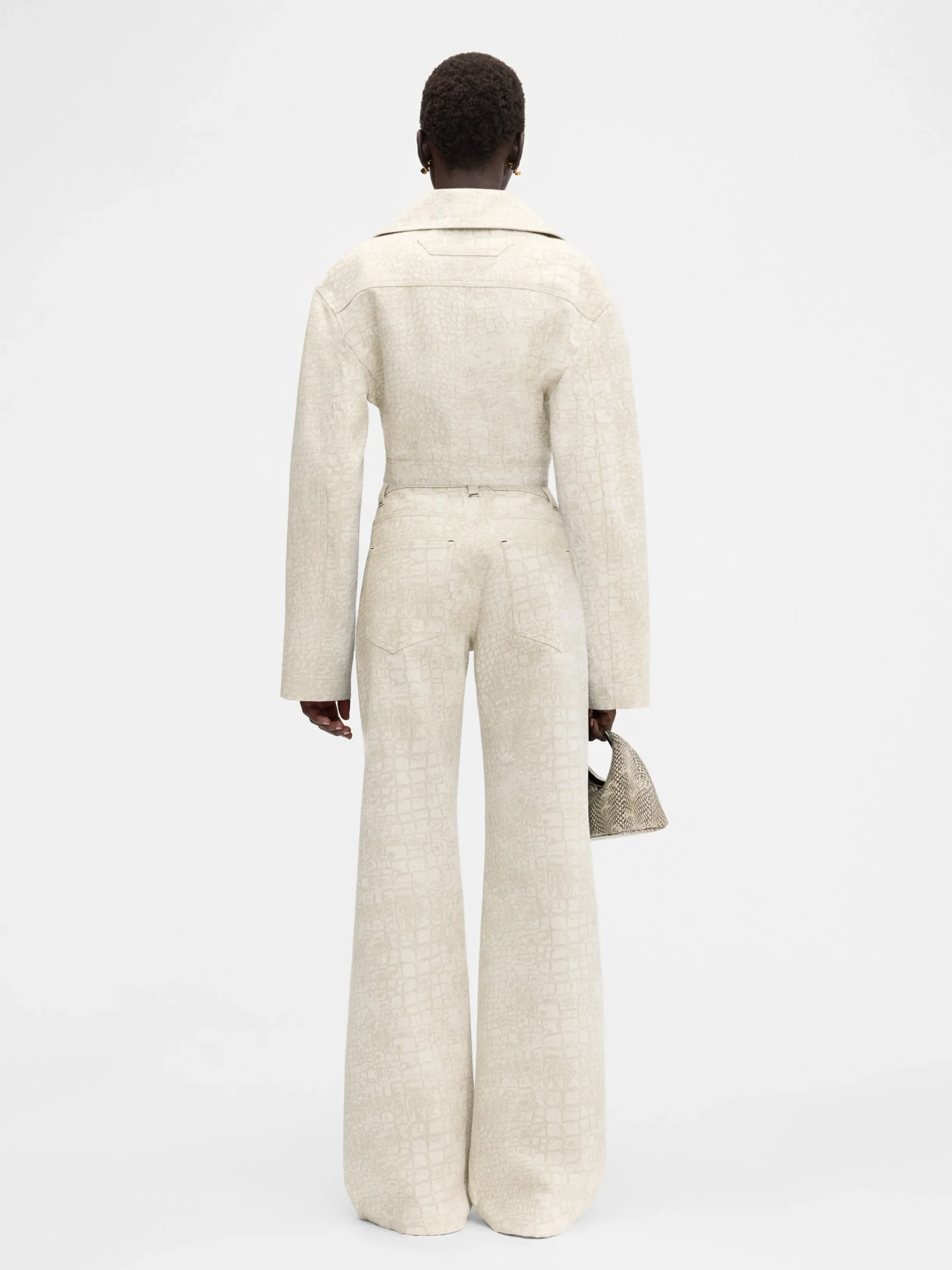 Discount Jacquemus The wide de-Nîmes denim pants CrocoBeige